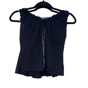 Brandy Melville Sleeveless Blouse Womens One Size Black Rayon Crinkle Top